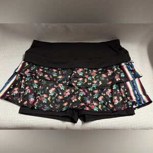 Lucky in Love Women's Tennis Skort Black & Floral Print Size M NEW NWT